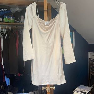 Gold silk short long sleeve cowl neck dress princess polly